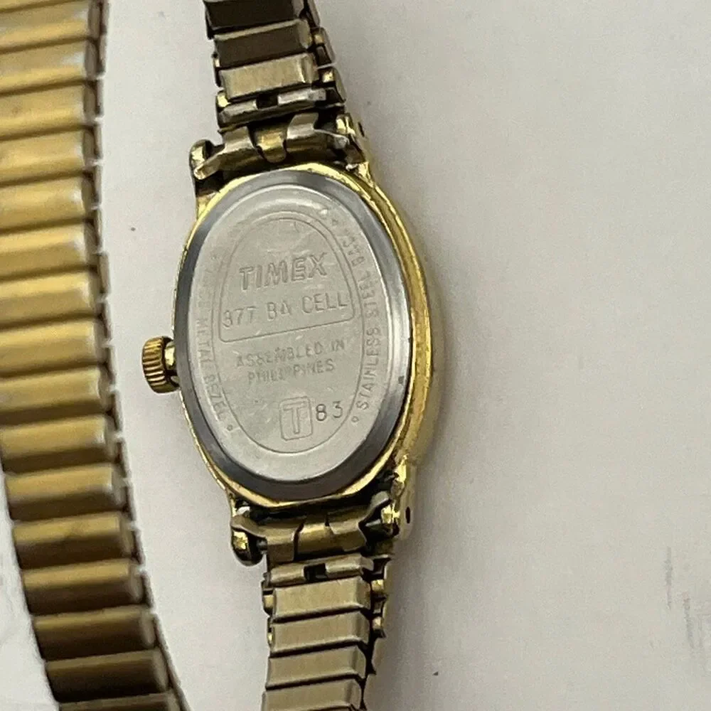 Timex Women's Gold-Tone Cavatina Oval Case 377 BA Cell Expansion Band Wristwatch